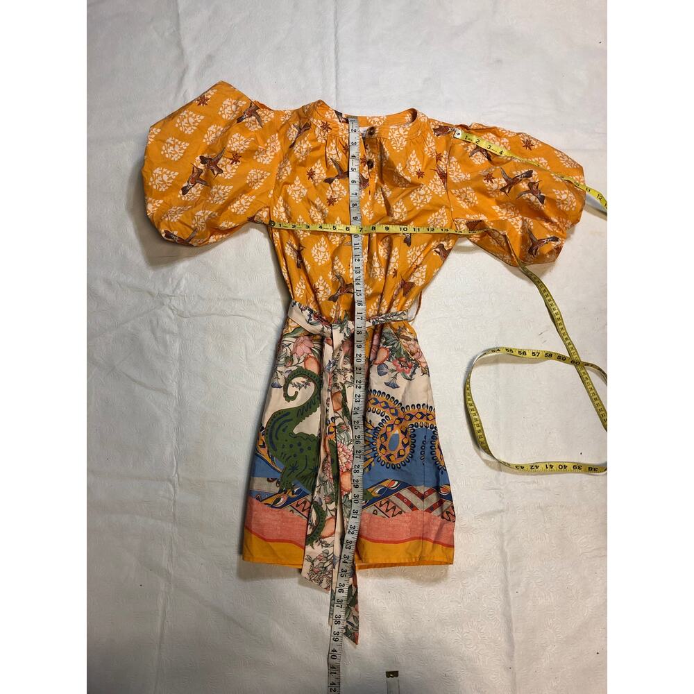 A loves A Yellow Floral Puff-Sleeve Midi Dress with Printed Skirt - Picture 2 of 10